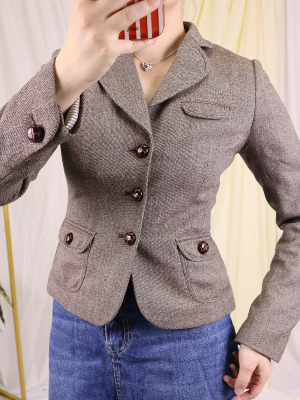 Banana Republic Classic Tailored Brown Women's Wool Blend Blazer Jacket